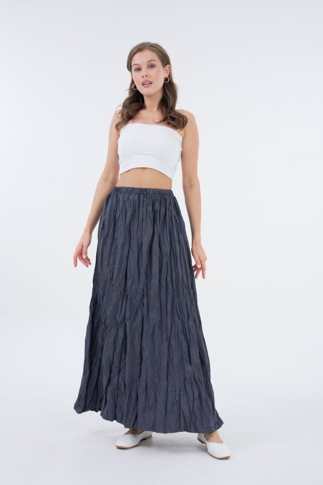 Kraş Pileli Maxi Kırışık Etek Modern Stil Ütü Istemez - Sm2025