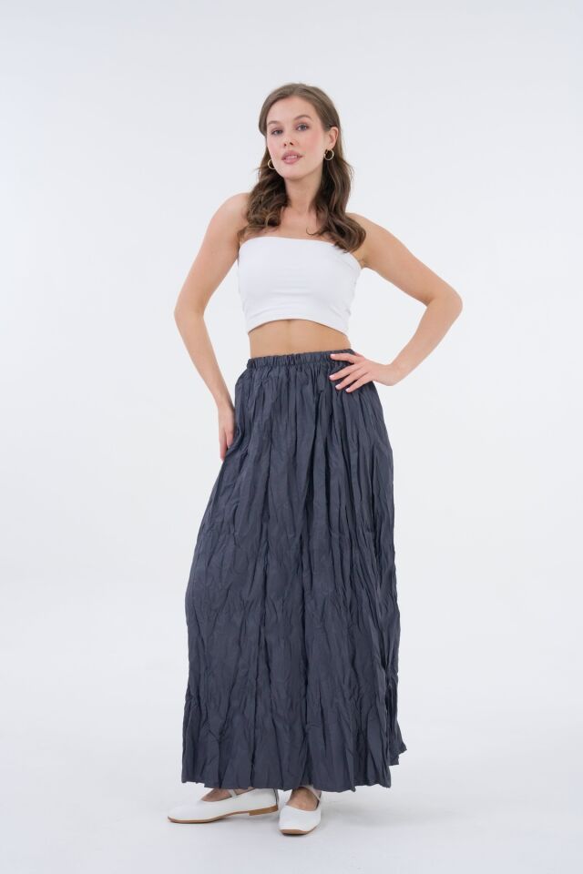 Kraş Pileli Maxi Kırışık Etek Modern Stil Ütü Istemez - Sm2025