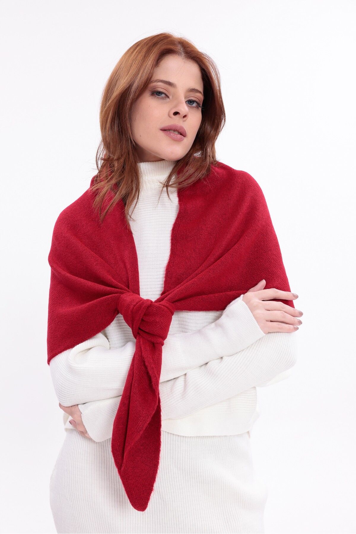 Kadın Üçgen Atkı Yumuşak Triko Şal-SM2026