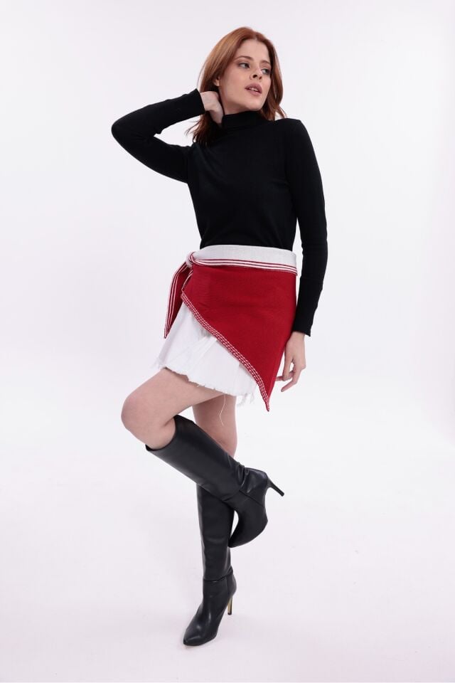 Kadın Çift Taraflı Atkı Akrilik Yumuşak Kışlık