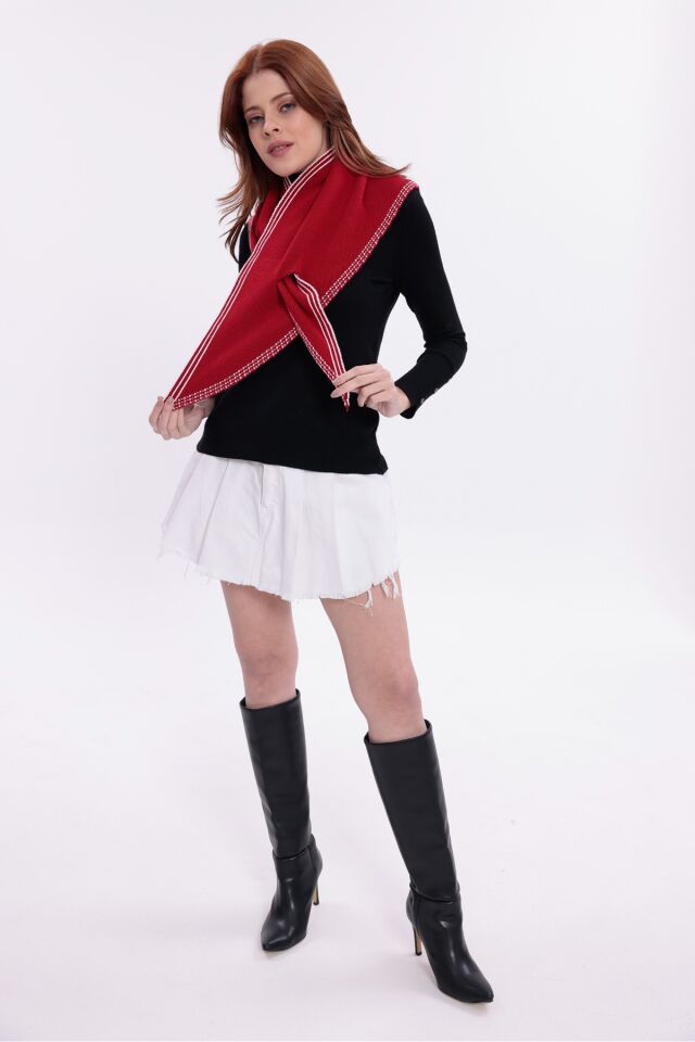 Kadın Çift Taraflı Atkı Akrilik Yumuşak Kışlık