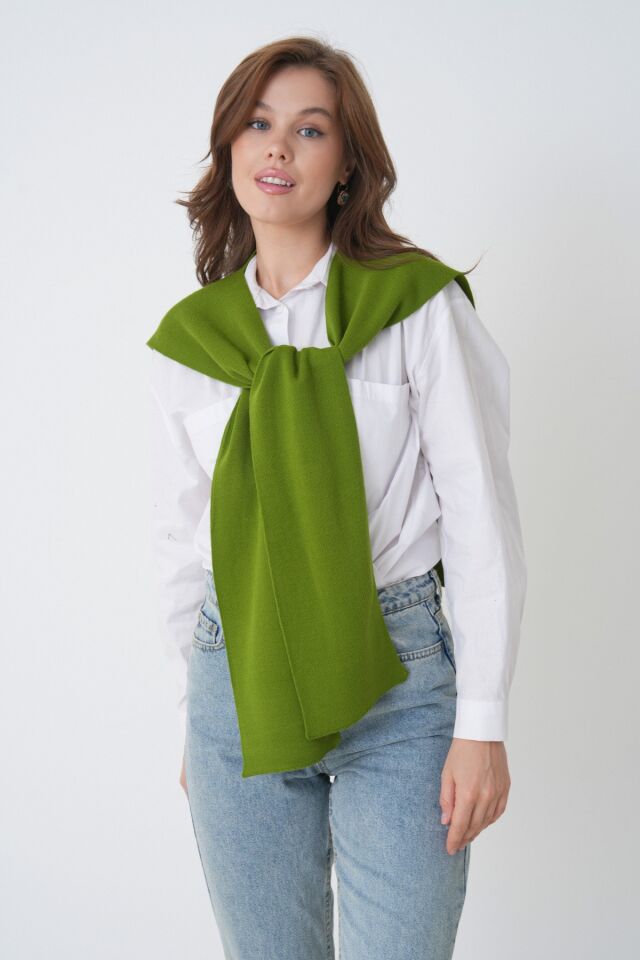 %100 Akrilik Triko Omuz Şalı Kadın Ofis Günlük Moda Atkı- SM2026