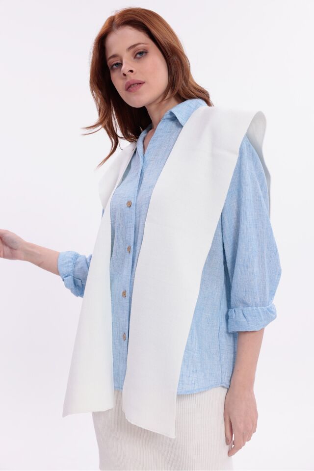 %100 Akrilik Triko Omuz Şalı Kadın Ofis Günlük Moda Atkı- SM2026